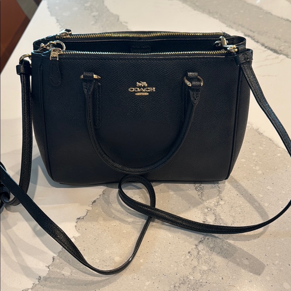 Coach Black Satchel with Gold Accents